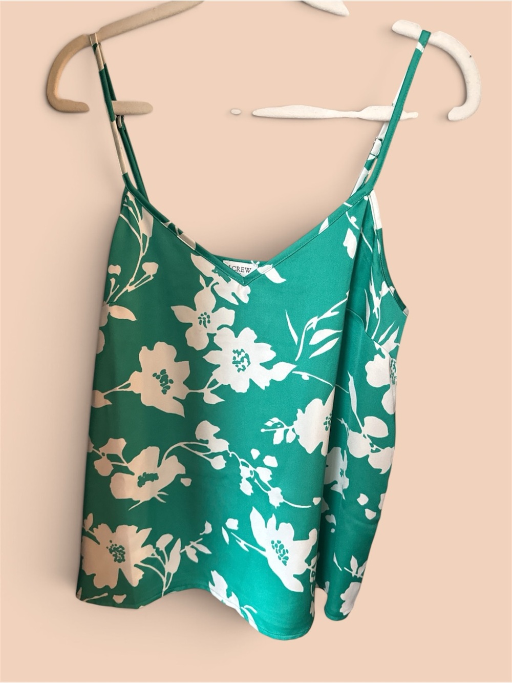 J. Crew Teal and White Floral Spaghetti-Strap Camisole
